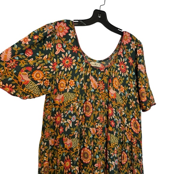 NATURAL LIFE Floral Maxi Dress - Green and Orange - Picture 4 of 9